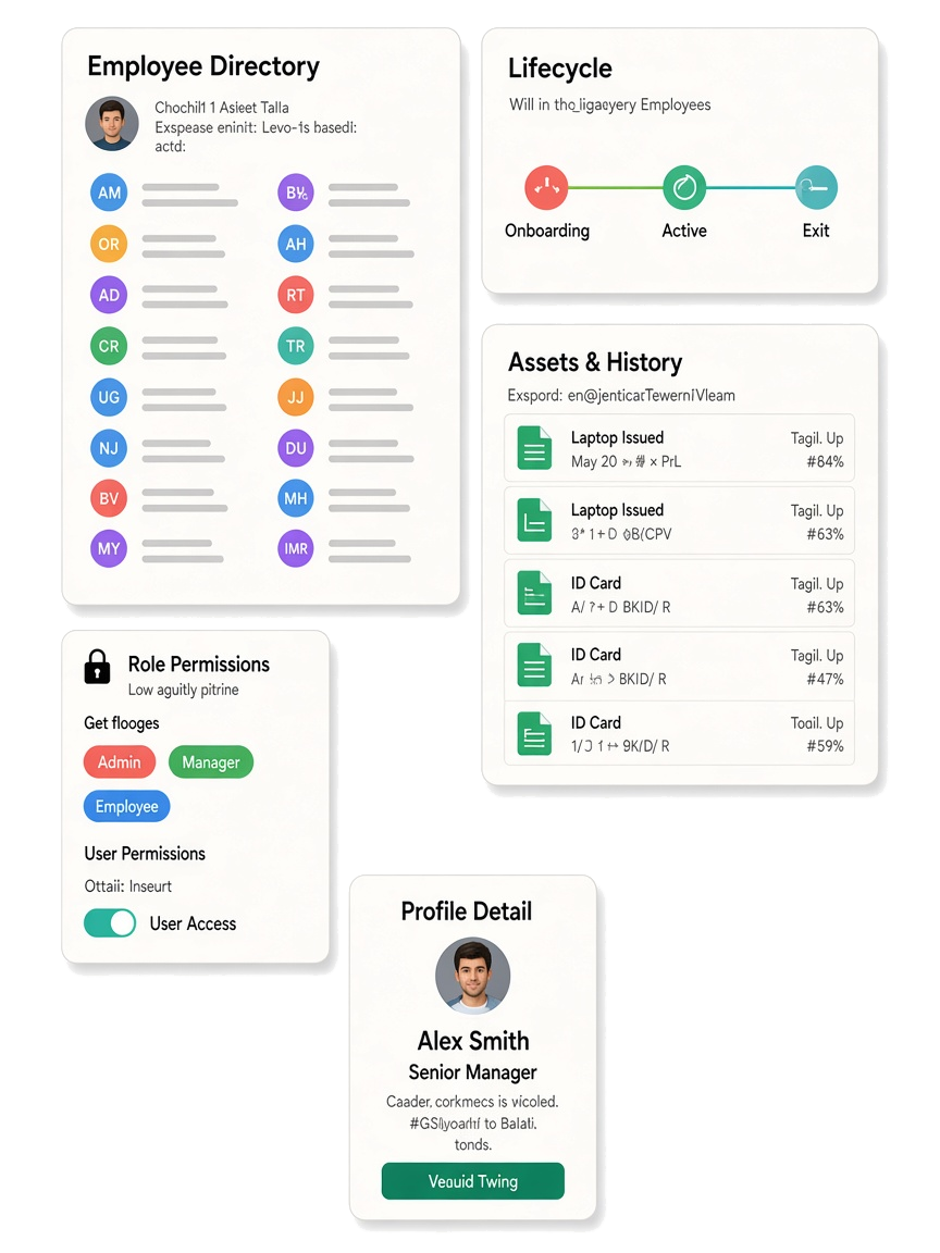People directory, access control, lifecycle, and profile history